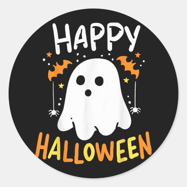 Trick Or Treat Halloween Ghost Classic Round Sticker (Front)