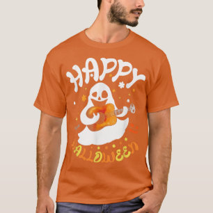 Trick Or Treat Halloween Ghost Playing Guitar Inst T-Shirt