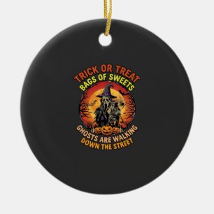 Trick Or Treat Halloween Ghost Pumpkin Haunted Hou Ceramic Tree Decoration