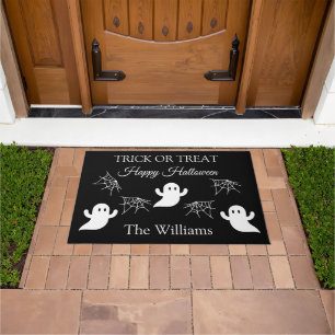 Trick or Treat Halloween Ghost Spider Webs Cute Doormat