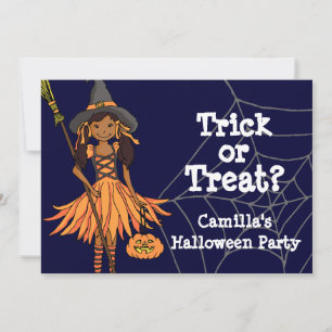 Trick or treat Halloween girls party invitation