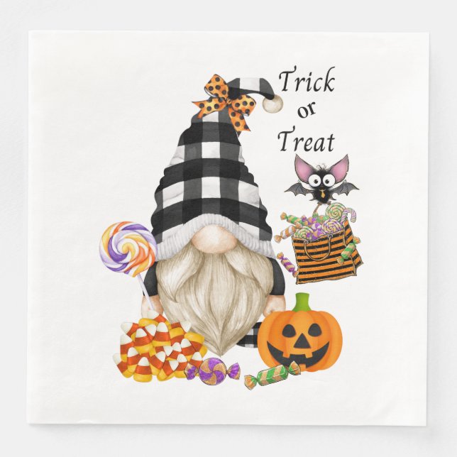 Trick or Treat Halloween Gnome Napkin (Front)