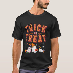 Trick or Treat Halloween Graphic with Ghosts Pumpk T-Shirt