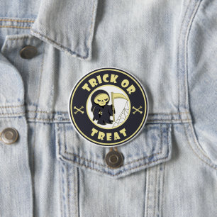 Trick or treat Halloween grim reaper character 7.5 Cm Round Badge