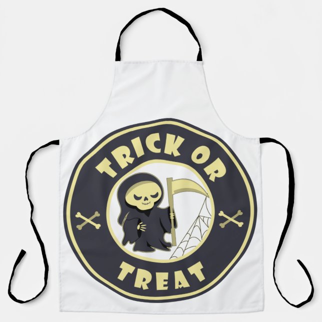 Trick or treat Halloween grim reaper character Apron (Front)