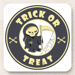 Trick or treat Halloween grim reaper character Coaster