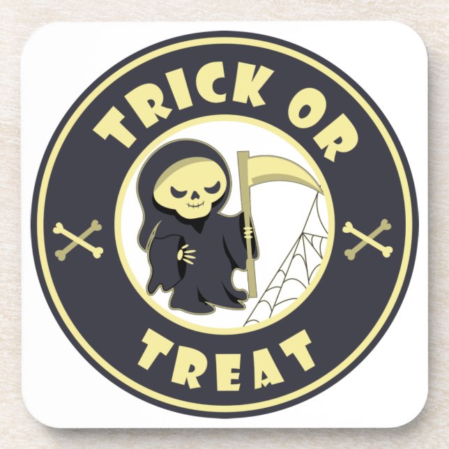 Trick or treat Halloween grim reaper character Coaster (Front)