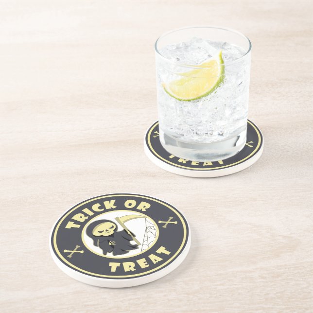 Trick or treat Halloween grim reaper character Coaster (Side)