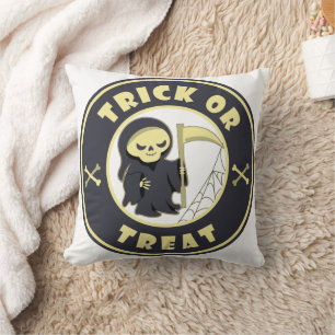 Trick or treat Halloween grim reaper character Cushion
