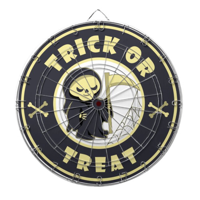 Trick or treat Halloween grim reaper character Dartboard (Front)