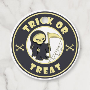 Trick or treat Halloween grim reaper character Favour Tags