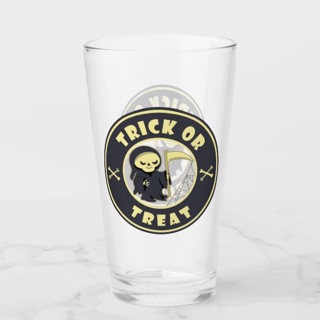 Trick or treat Halloween grim reaper character Glass (Front)