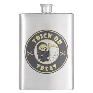 Trick or treat Halloween grim reaper character Hip Flask