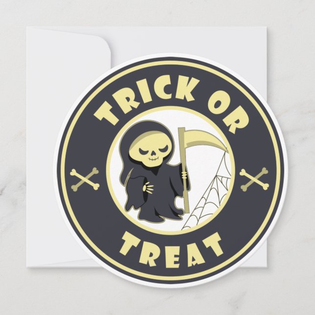 Trick or treat Halloween grim reaper character Invitation (Front)