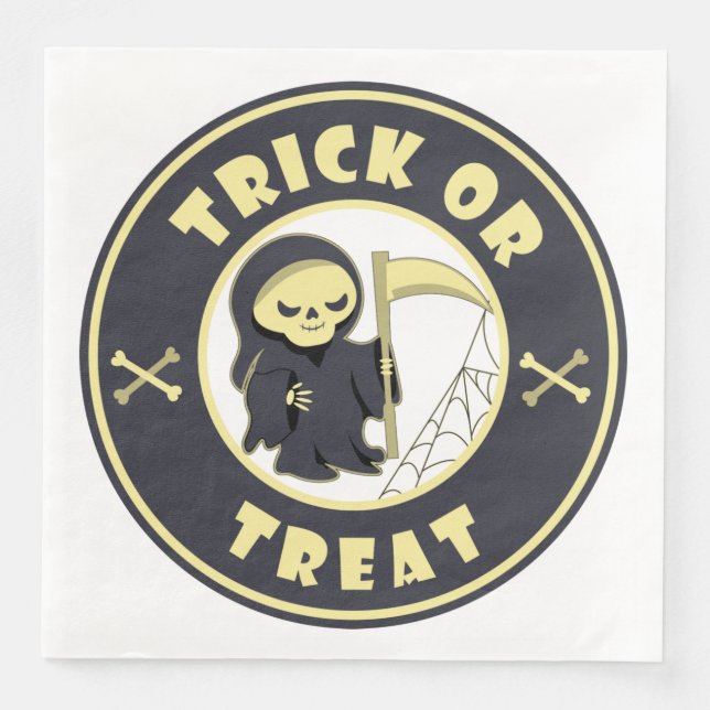 Trick or treat Halloween grim reaper character Napkin (Front)