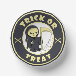 Trick or treat Halloween grim reaper character Paper Plate