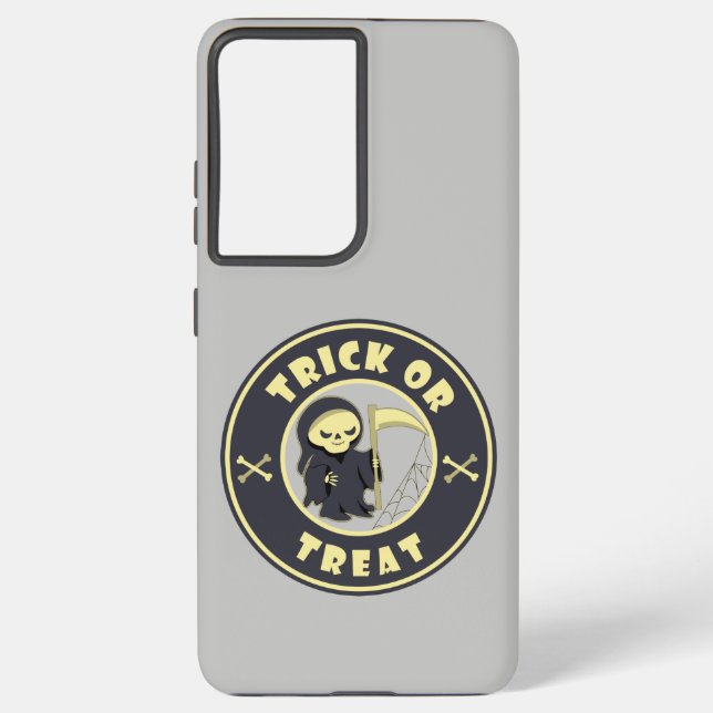 Trick or treat Halloween grim reaper character Samsung Galaxy S21 Ultra Case (Back)