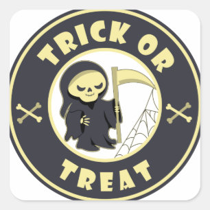Trick or treat Halloween grim reaper character Square Sticker