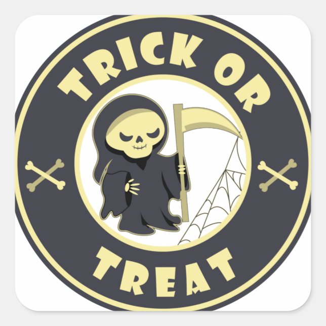 Trick or treat Halloween grim reaper character Square Sticker (Front)