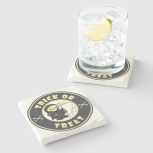 Trick or treat Halloween grim reaper character Stone Coaster