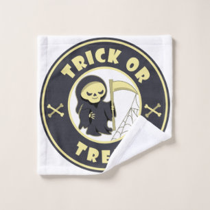 Trick or treat Halloween grim reaper character Wash Cloth