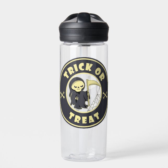 Trick or treat Halloween grim reaper character Water Bottle (Front)