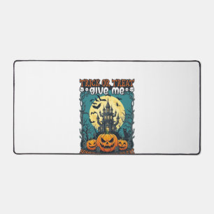 Trick Or Treat Halloween Haunted House Pumpkins Mo Desk Mat