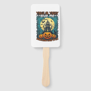 Trick Or Treat Halloween Haunted House Pumpkins Mo Hand Fan