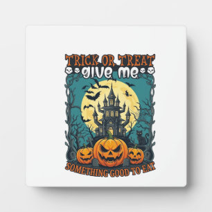 Trick Or Treat Halloween Haunted House Pumpkins Mo Plaque