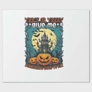Trick Or Treat Halloween Haunted House Pumpkins Mo Wrapping Paper
