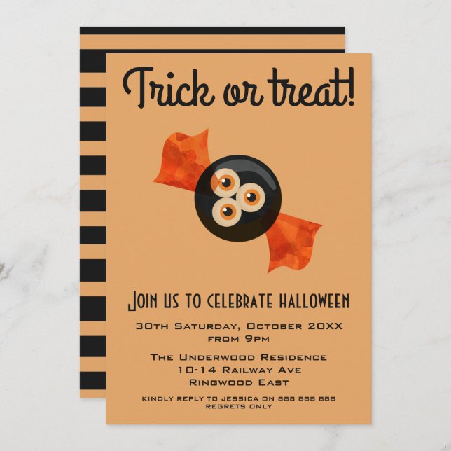 TRICK OR TREAT HALLOWEEN INVITATION (Front/Back)