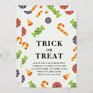 Trick or Treat Halloween Invitation with Candies
