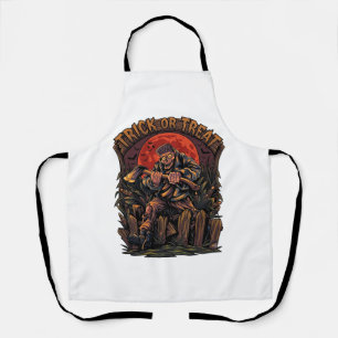 Trick Or Treat Halloween Killer Skeleton Axe Red M Apron