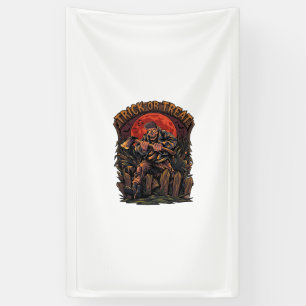 Trick Or Treat Halloween Killer Skeleton Axe Red M Banner