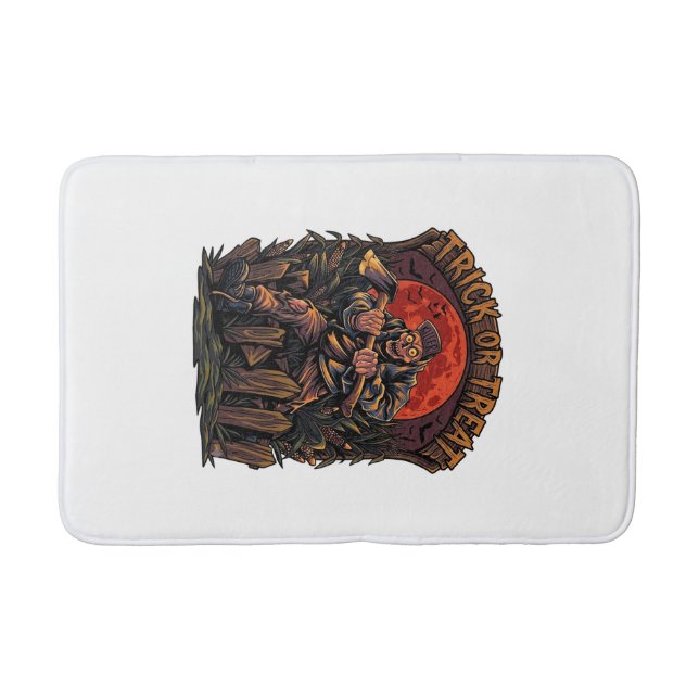 Trick Or Treat Halloween Killer Skeleton Axe Red M Bath Mat (Front)