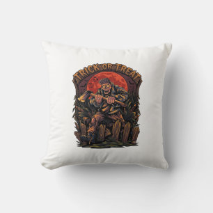 Trick Or Treat Halloween Killer Skeleton Axe Red M Cushion