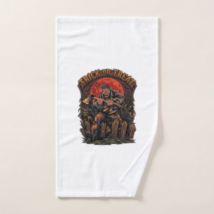 Trick Or Treat Halloween Killer Skeleton Axe Red M Hand Towel