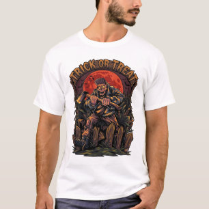 Trick Or Treat Halloween Killer Skeleton Axe Red M T-Shirt