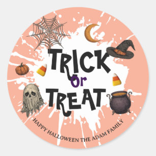 Trick or Treat Halloween label Treat Bag Sticker