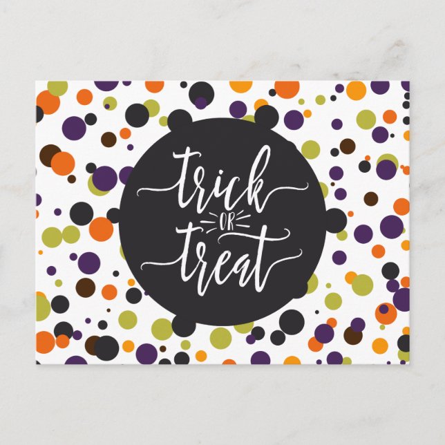 Trick or Treat Halloween Modern Invitation Postcard (Front)