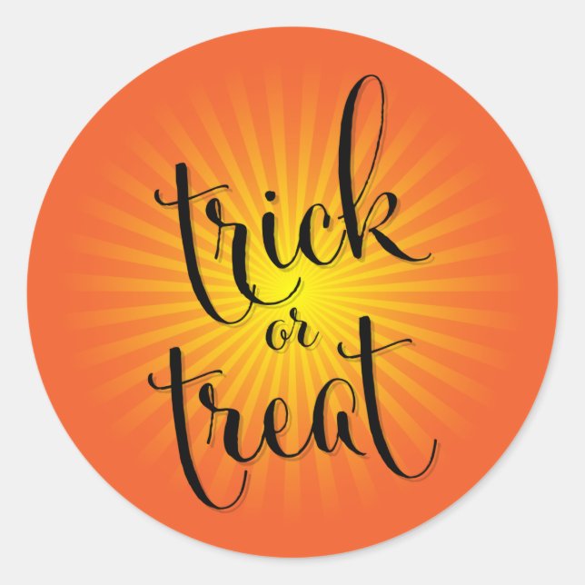 Trick or Treat Halloween Modern Typography Classic Round Sticker (Front)