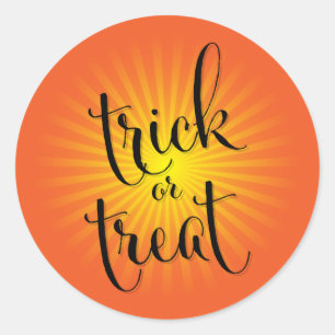 Trick or Treat Halloween Modern Typography Classic Round Sticker