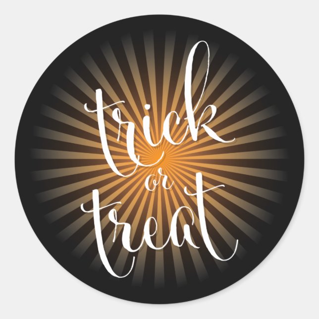 Trick or Treat Halloween Modern Typography Classic Round Sticker (Front)