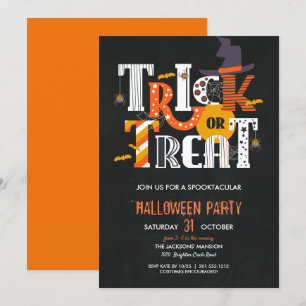 Trick Or Treat Halloween monster Costume Party Invitation