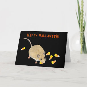 Trick or Treat Halloween Mouse with Candy Corns Card