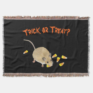 Trick or Treat Halloween Mouse with Candy Corns Throw Blanket