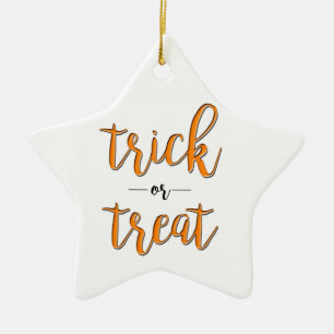 trick or treat halloween orange black simple ceramic tree decoration