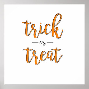 trick or treat halloween orange black simple poster