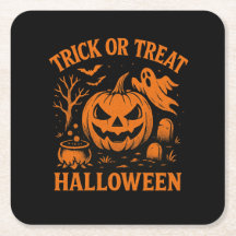 Trick or Treat Halloween Paper Coaster