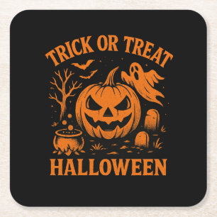 Trick or Treat Halloween Paper Coaster